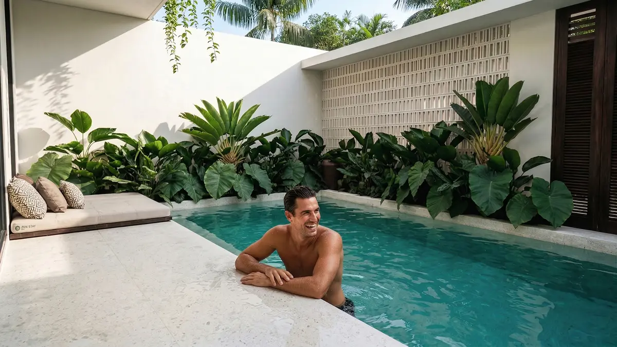 Man relaxing in pool
